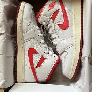 Nike Air Jordan 1 Mid SE in White and Red. Brand New